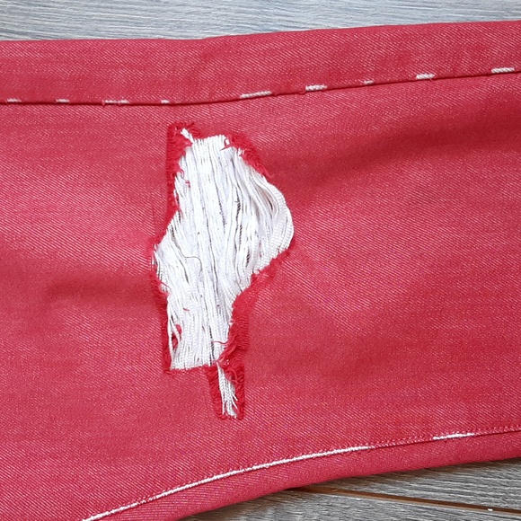 Unique distressed statement Levi's red tattered skinny 511 jeans size 32… - Picture 7 of 17
